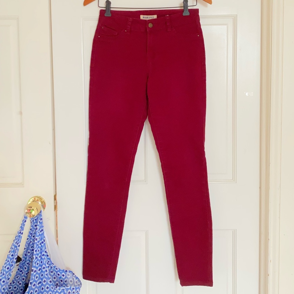 burgundy jeans